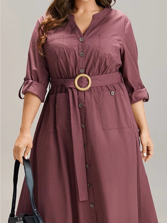 BloomChic Dresses & Skirts - 14-16 BloomChic Button-Front Belted Midi Dress in Dusty Rose